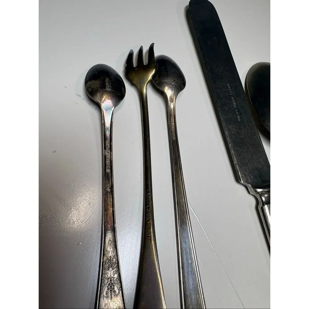 Vintage Silverplate Flatware Lot 10 Mixed Serving Pieces Rogers Wm Rogers